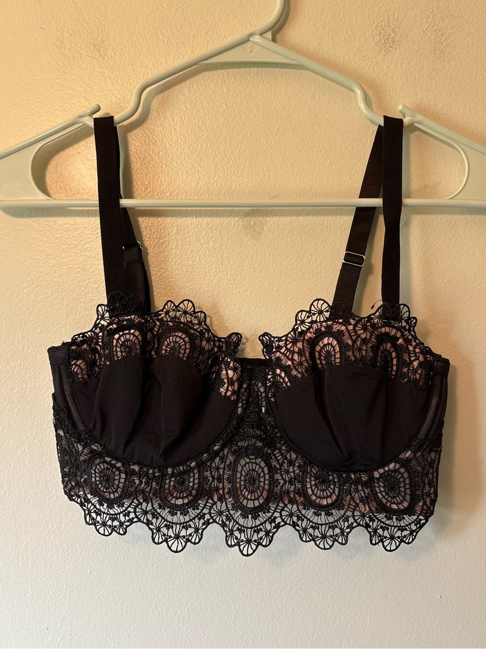 Thistle & Spire Black Lace Longline Bra, Size 34C Women’s